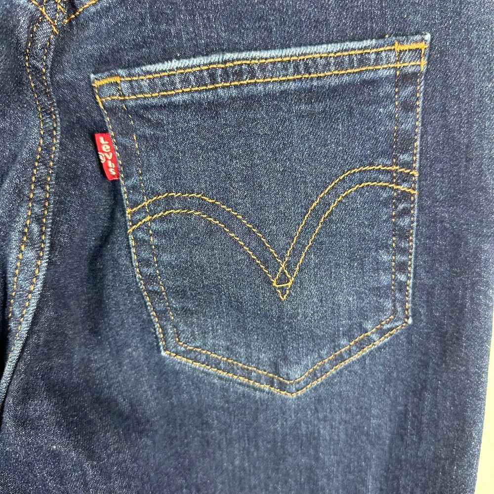 Levis Ribcage Straight Ankle Jeans Dark Distressed High Rise 26x27 72693-0133 - Picture 13 of 16